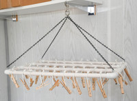 Lg PVC Clothespin ring, wooden pins