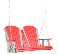 4' Fan Back Swing, Bright Red on Light Gray