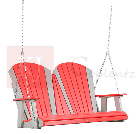 4' Fan Back Swing, Bright Red on Light Gray
