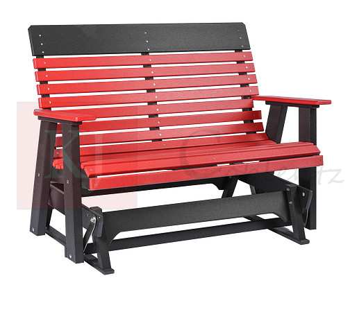 4' Scroll Back Glider, Cardinal Red on Black