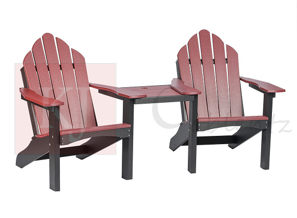 Folding Adirondack Chair, Cherry Wood on Black_Set