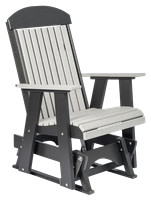 2' Hi Back Glider, Light Gray on Black