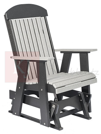 2' Hi Back Glider, Light Gray on Black