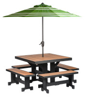 44" Square Table, Mahogany_5 Piece Set with Umbrella